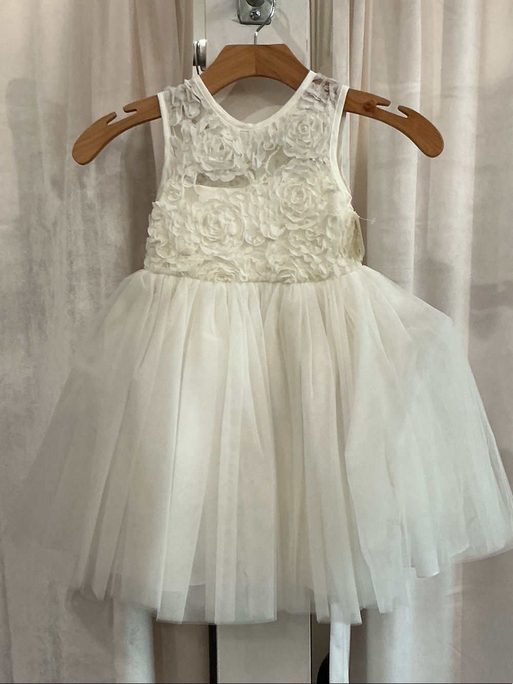 White Floral Tulle Flower Girl Dress